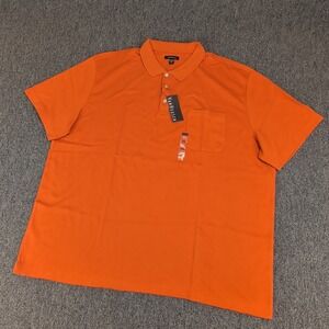 Van Heusen Mens Polo Shirt 2XL Cotton Orange Interlock Short Sleeve Pocket New
